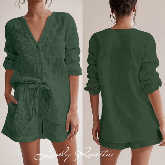 Versatile Notched Top and Shorts Set - Picture 8 of 8